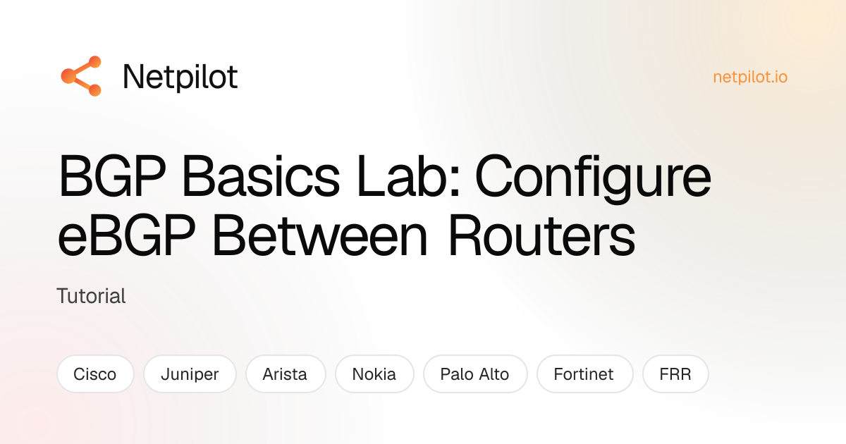 BGP Basics Lab: Configure eBGP Between Routers | NetPilot Blog