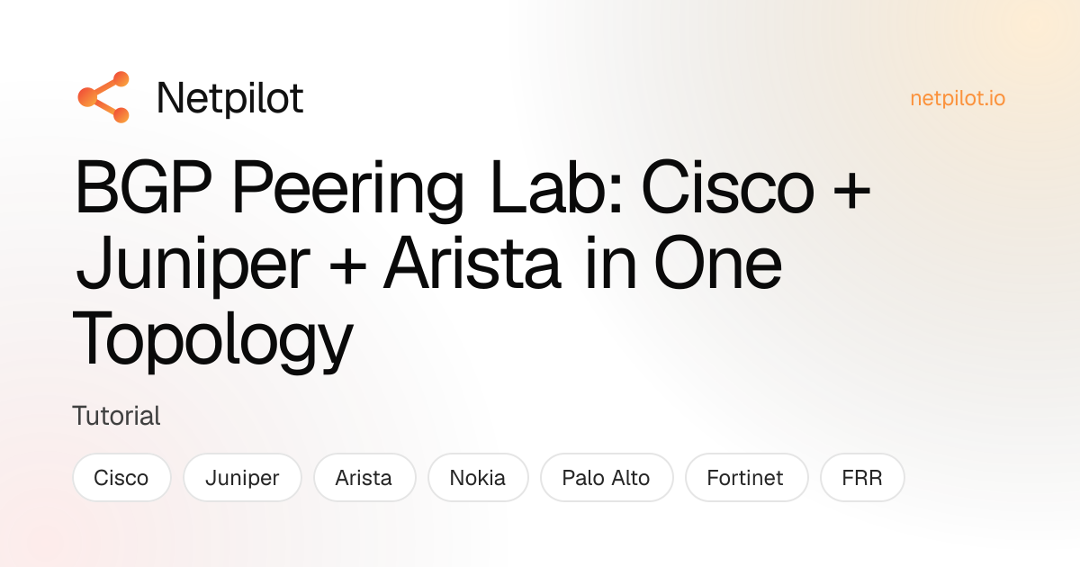 BGP Peering Lab: Cisco + Juniper + Arista in One Topology | NetPilot Blog