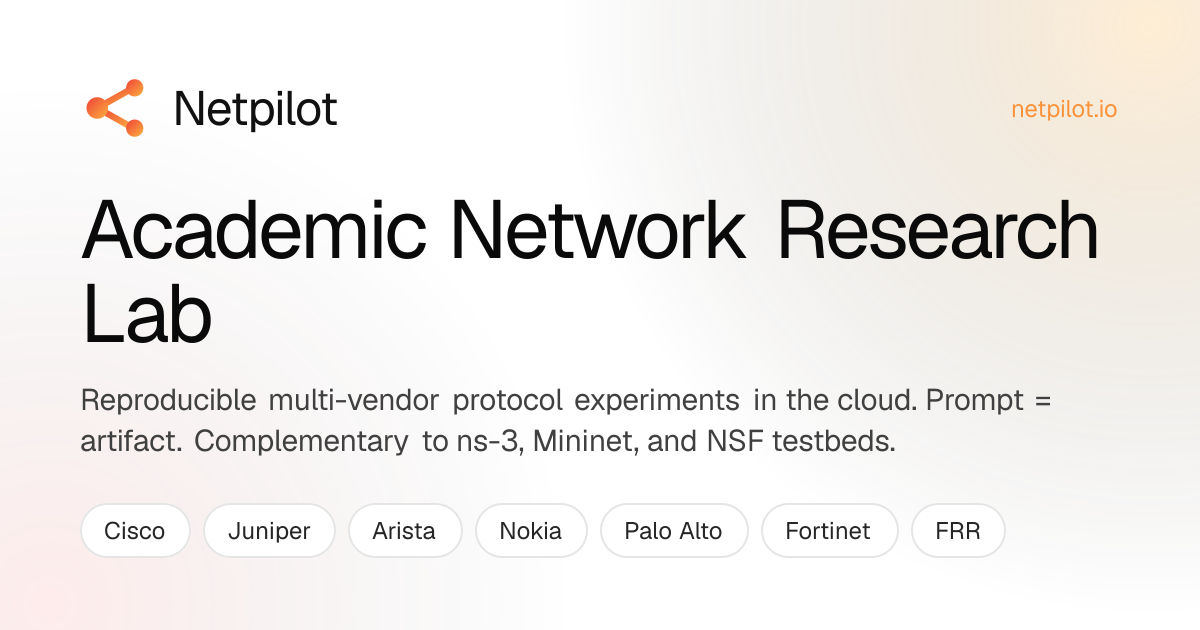 Academic Network Research Lab — AI-Native Network Emulator