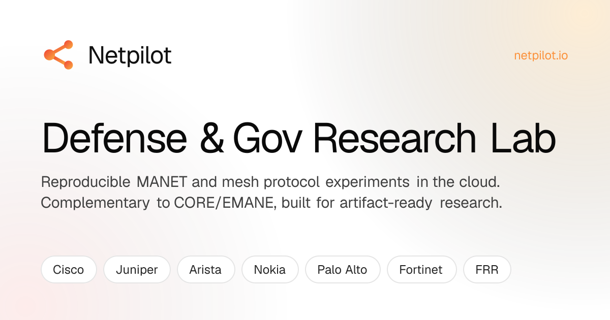 Defense & Gov Research Lab — MANET and Mesh Protocol Experiments
