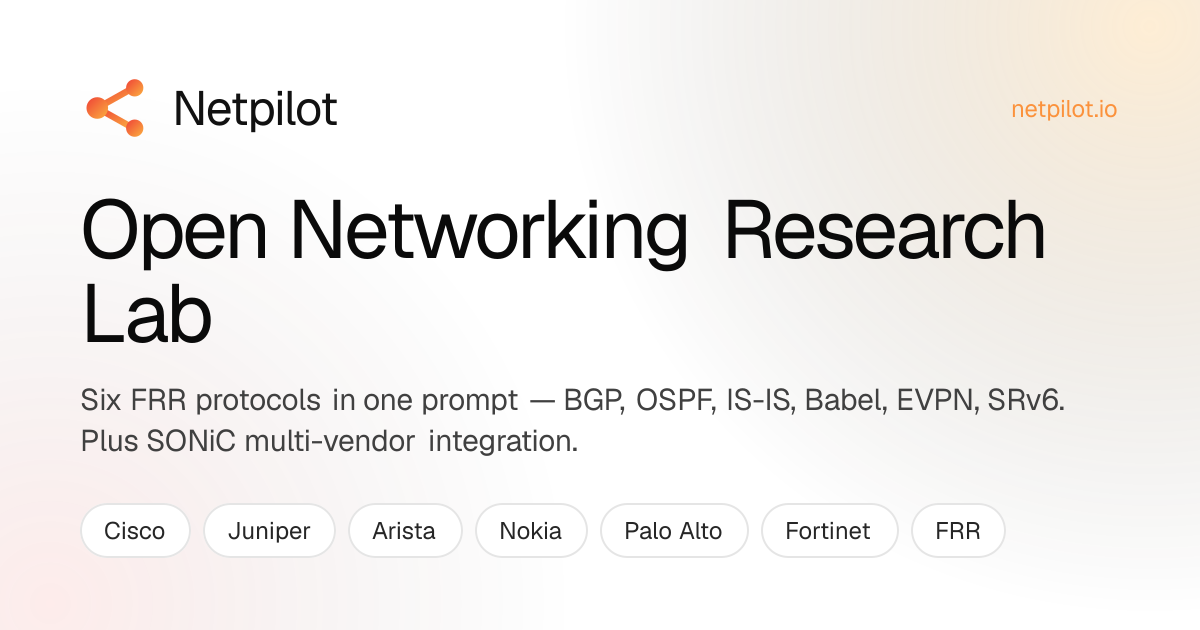 Open Networking Research Lab — SONiC, FRR & SR Linux in the Cloud